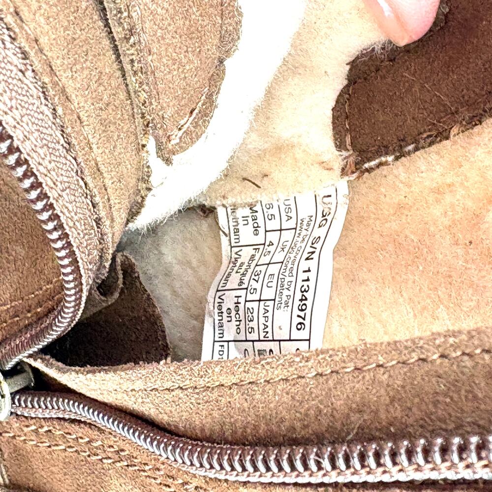 Ugg Hapsburg Combat Boots 6.5 Brown NWOT Ankle Booties Suede Leather Moto Sherpa - Picture 5 of 7